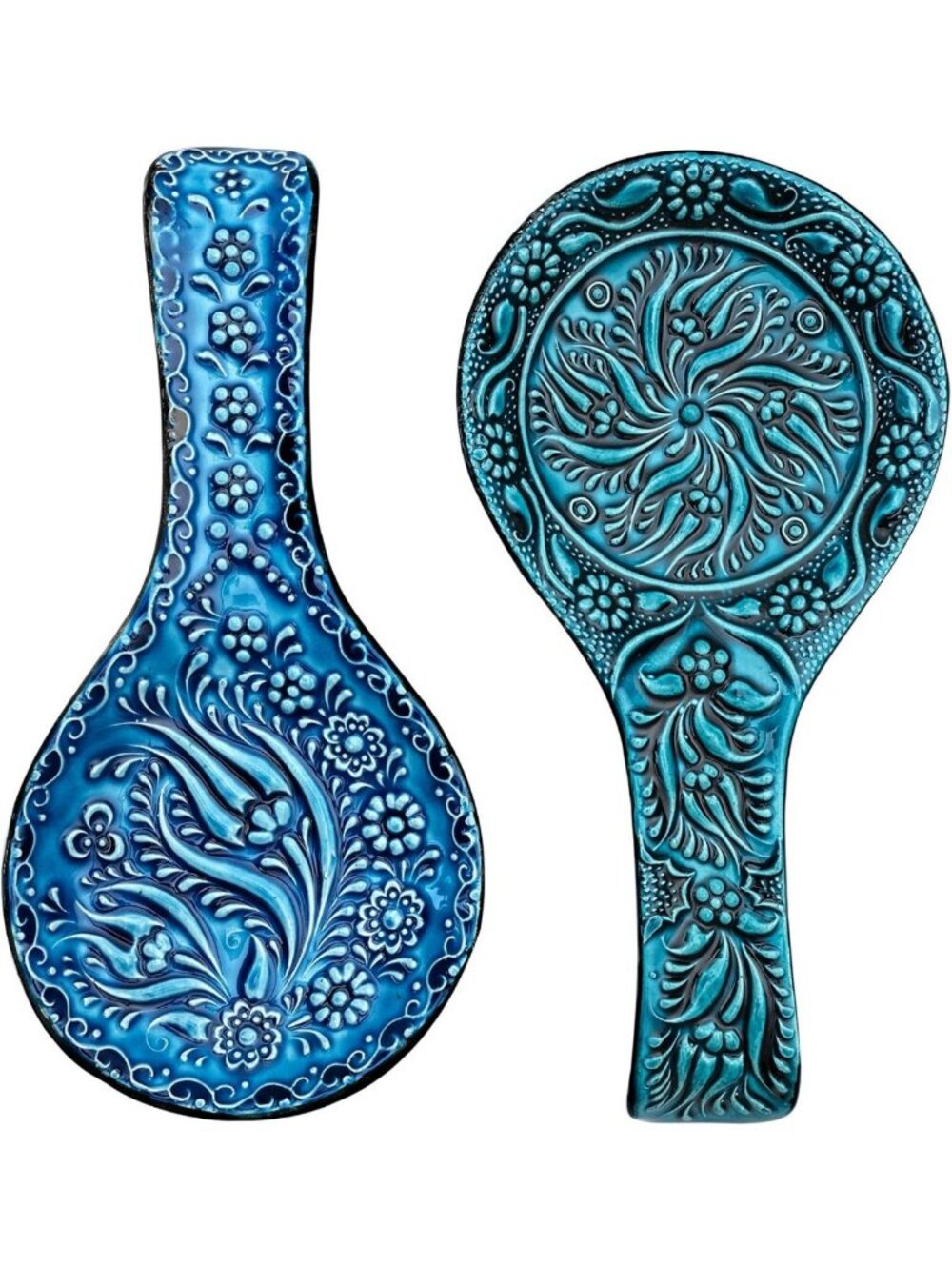 Hand-Painted Ceramic Spoon Rest Set for Kitchen Counter & Stove Top, 9" (2 PCS)